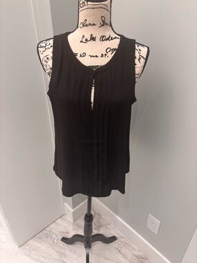 White House Black Market Black Sleeveless Pleated Front Camisole - NWT